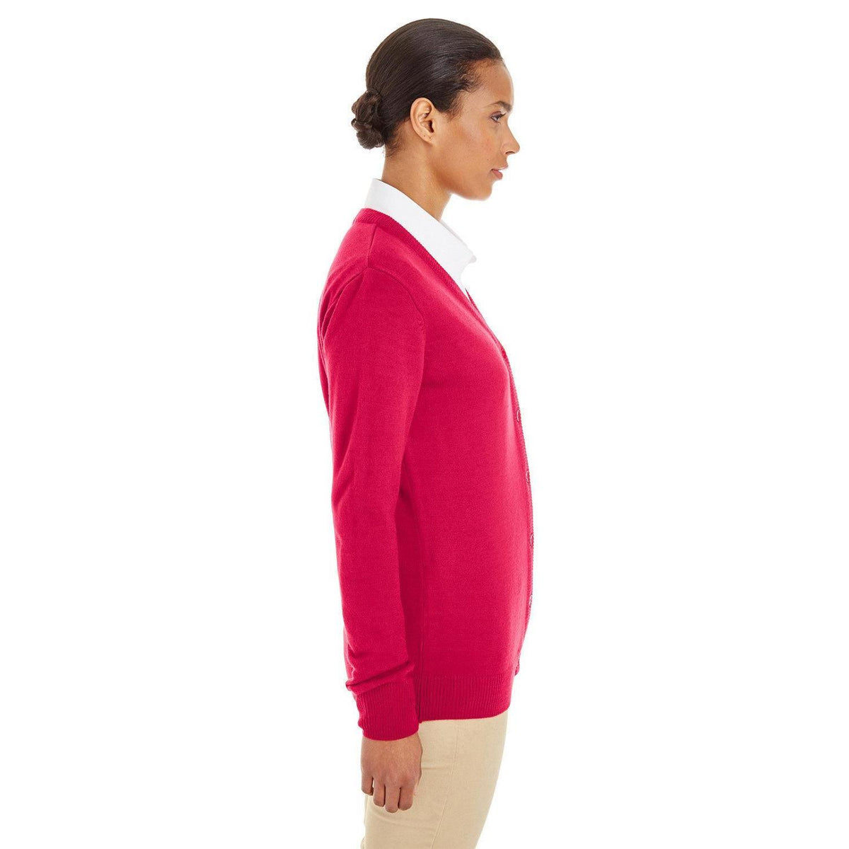 no-logo Harriton Women's Pilbloc V-Neck Button Cardigan Sweater-Sweaters-Harriton-Thread Logic