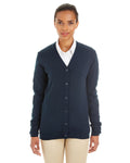  Harriton Ladies Pilbloc V-Neck Button Cardigan Sweater-Ladies Layering-Harriton-Dark Navy-XS-Thread Logic