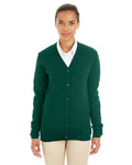  Harriton Ladies Pilbloc V-Neck Button Cardigan Sweater-Ladies Layering-Harriton-Hunter-XS-Thread Logic