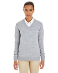  Harriton Ladies Pilbloc V-Neck Sweater-Ladies Layering-Harriton-Grey Heather-XS-Thread Logic