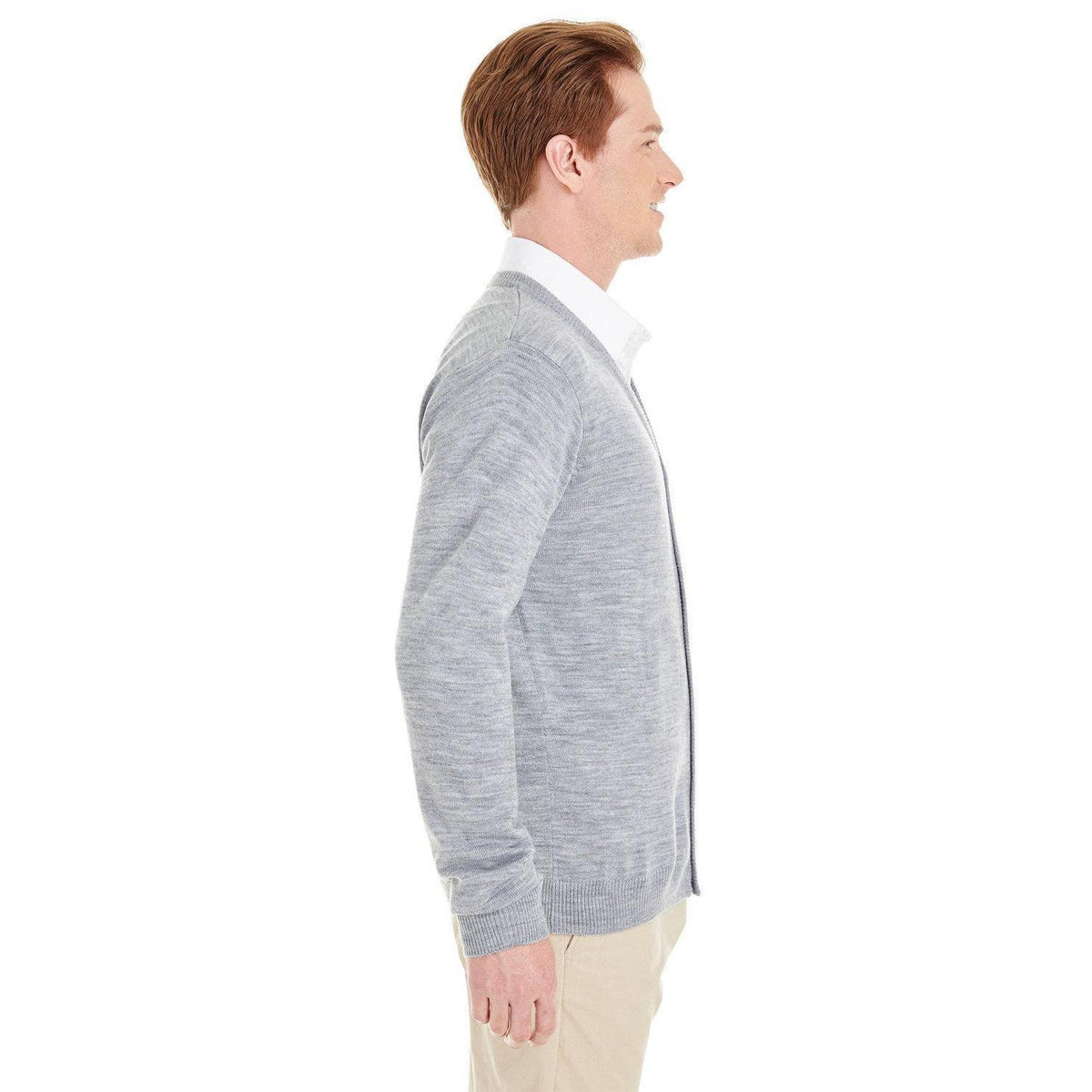no-logo Harriton Pilbloc V-Neck Button Cardigan Sweater-Men's Layering-Harriton-Thread Logic
