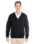  Harriton Pilbloc V-Neck Button Cardigan Sweater-Men's Layering-Harriton-Black-S-Thread Logic