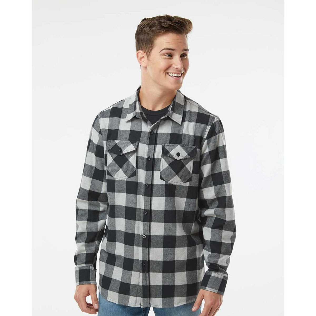 no-logo Independent Trading Co. Flannel Shirt-Men's Dress Shirts-Independent Trading Co.-Thread Logic