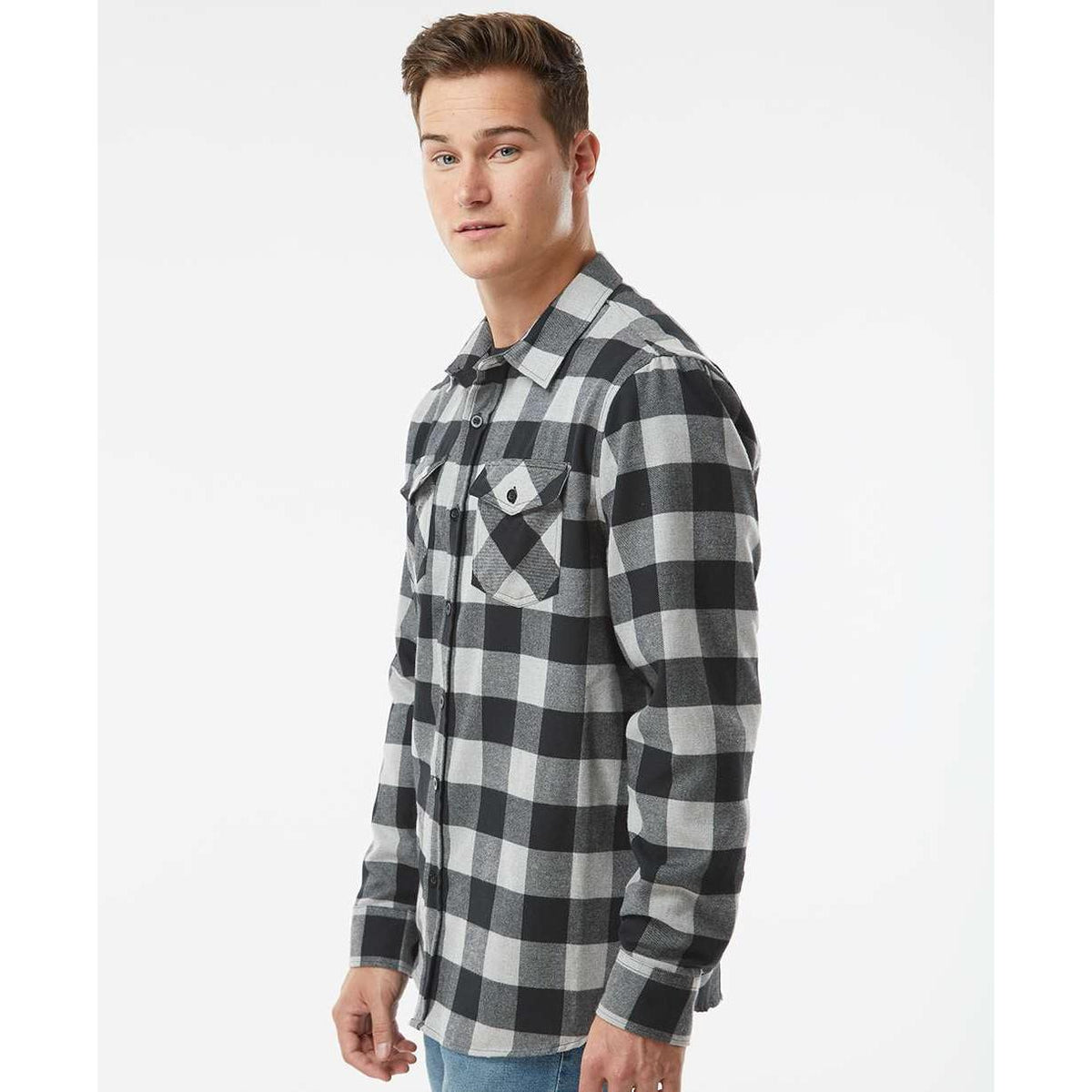 no-logo Independent Trading Co. Flannel Shirt-Men's Dress Shirts-Independent Trading Co.-Thread Logic