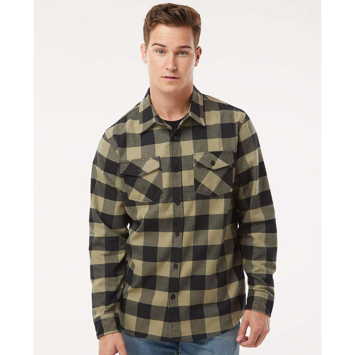 no-logo Independent Trading Co. Flannel Shirt-Men's Dress Shirts-Independent Trading Co.-Thread Logic