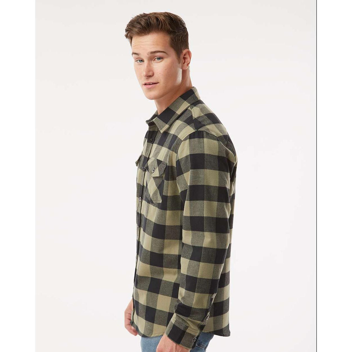 no-logo Independent Trading Co. Flannel Shirt-Men's Dress Shirts-Independent Trading Co.-Thread Logic