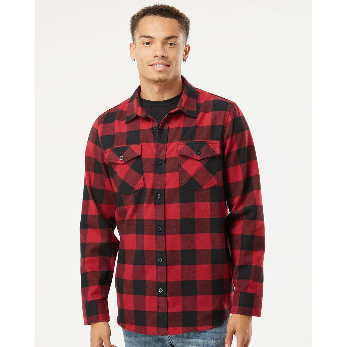 no-logo Independent Trading Co. Flannel Shirt-Men's Dress Shirts-Independent Trading Co.-Thread Logic