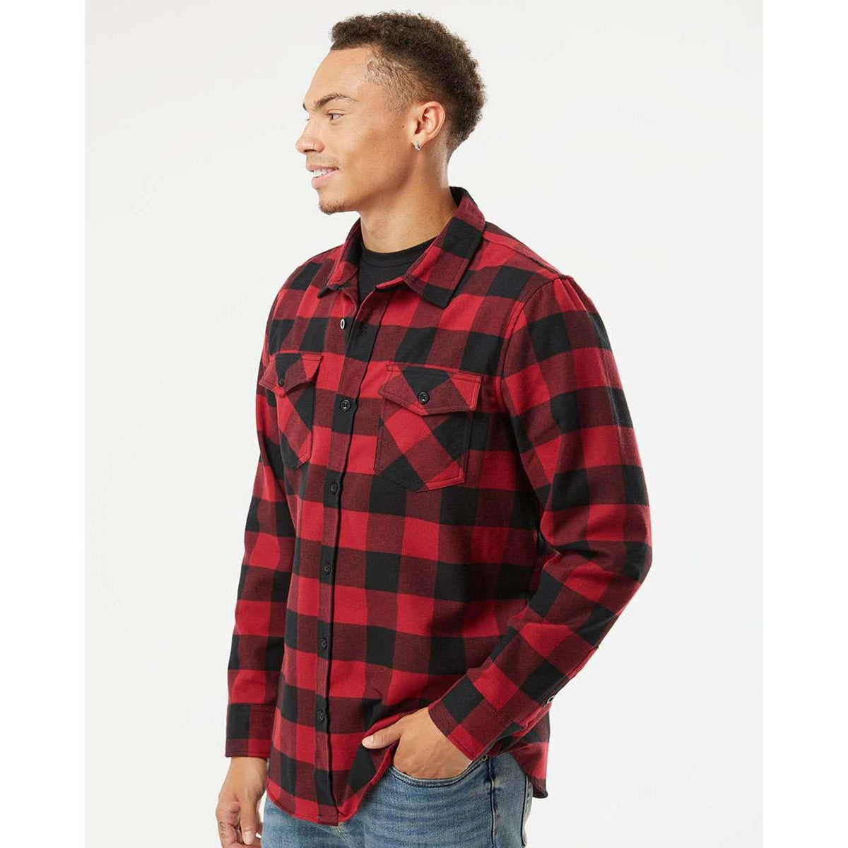 no-logo Independent Trading Co. Flannel Shirt-Men's Dress Shirts-Independent Trading Co.-Thread Logic