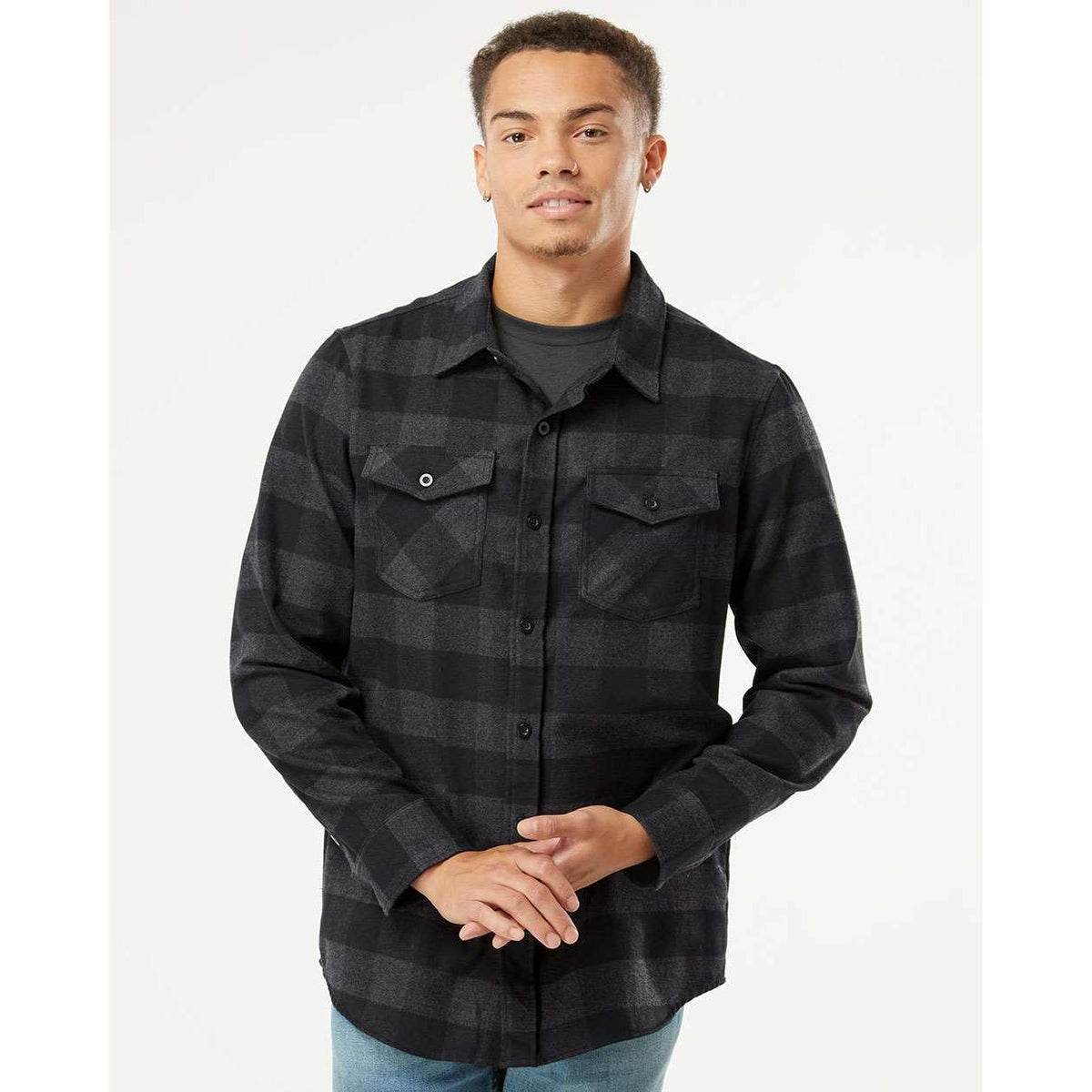 no-logo Independent Trading Co. Flannel Shirt-Men's Dress Shirts-Independent Trading Co.-Thread Logic