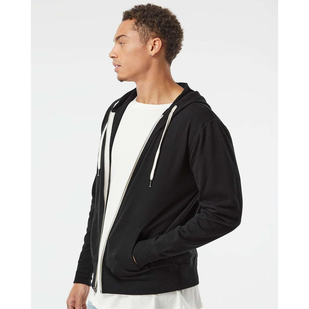 no-logo Independent Trading Co. Heathered French Terry Full-Zip Hooded Sweatshirt-Men's Layering-Independent Trading Co.-Thread Logic