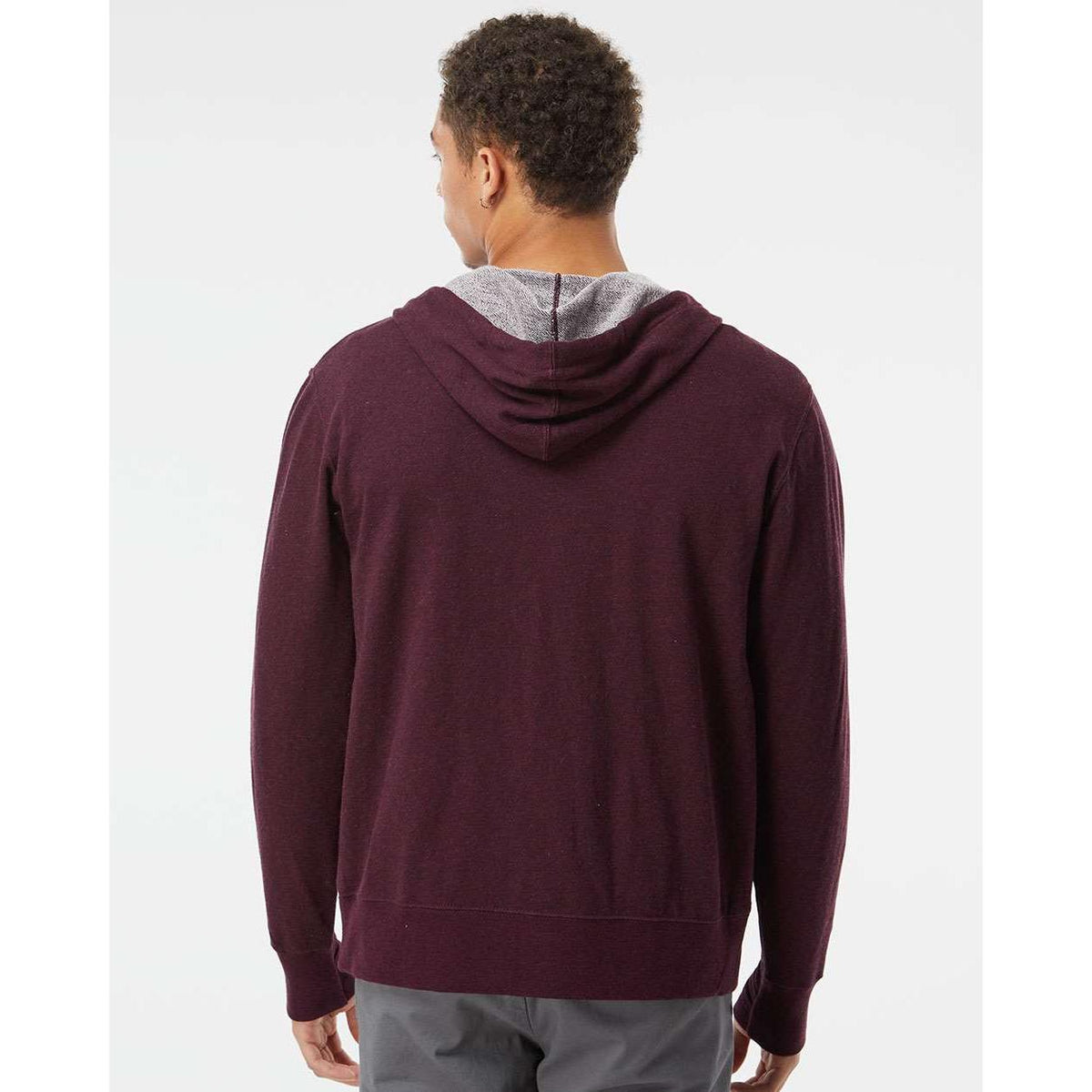 no-logo Independent Trading Co. Heathered French Terry Full-Zip Hooded Sweatshirt-Men's Layering-Independent Trading Co.-Thread Logic