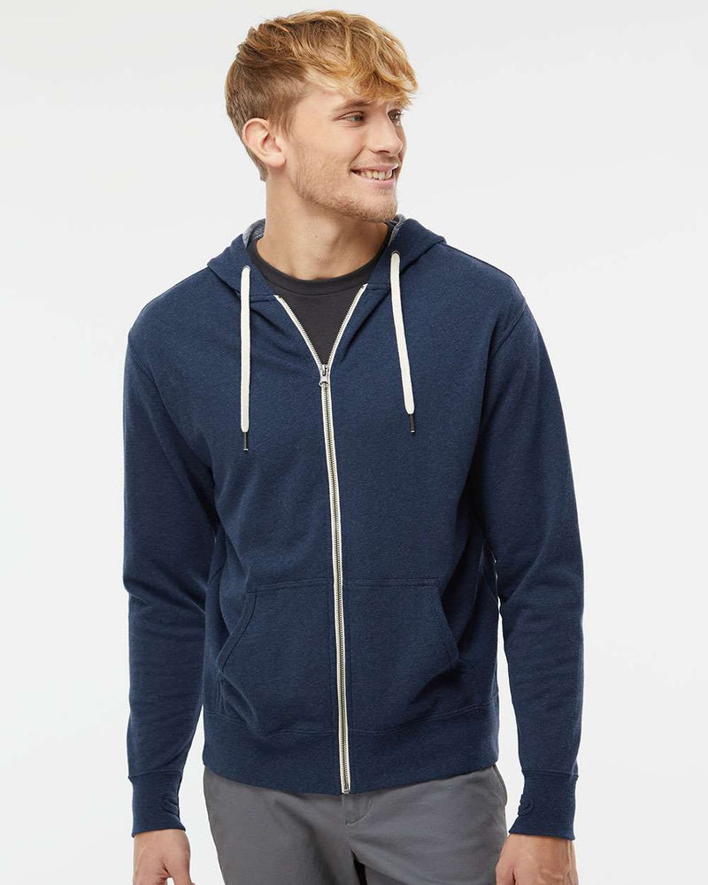 no-logo Independent Trading Co. Heathered French Terry Full-Zip Hooded Sweatshirt-Men's Layering-Independent Trading Co.-Thread Logic