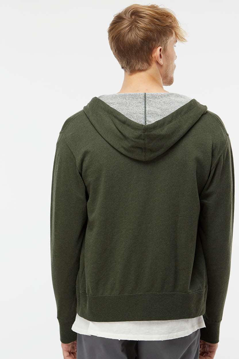 no-logo Independent Trading Co. Heathered French Terry Full-Zip Hooded Sweatshirt-Men's Layering-Independent Trading Co.-Thread Logic