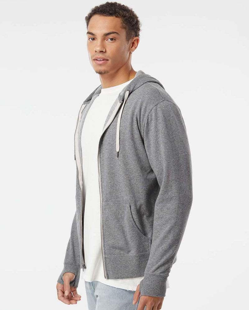 no-logo Independent Trading Co. Heathered French Terry Full-Zip Hooded Sweatshirt-Men's Layering-Independent Trading Co.-Thread Logic