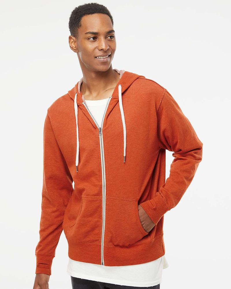 no-logo Independent Trading Co. Heathered French Terry Full-Zip Hooded Sweatshirt-Men's Layering-Independent Trading Co.-Thread Logic