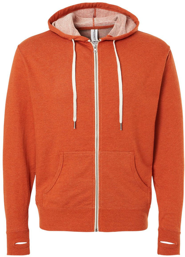 OUTLET-Independent Trading Co. Heathered French Terry Full-Zip Hooded Sweatshirt