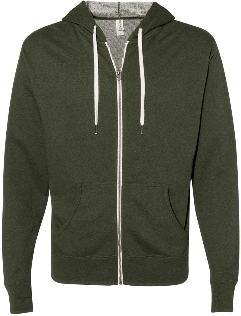 OUTLET-Independent Trading Co. Heathered French Terry Full-Zip Hooded Sweatshirt