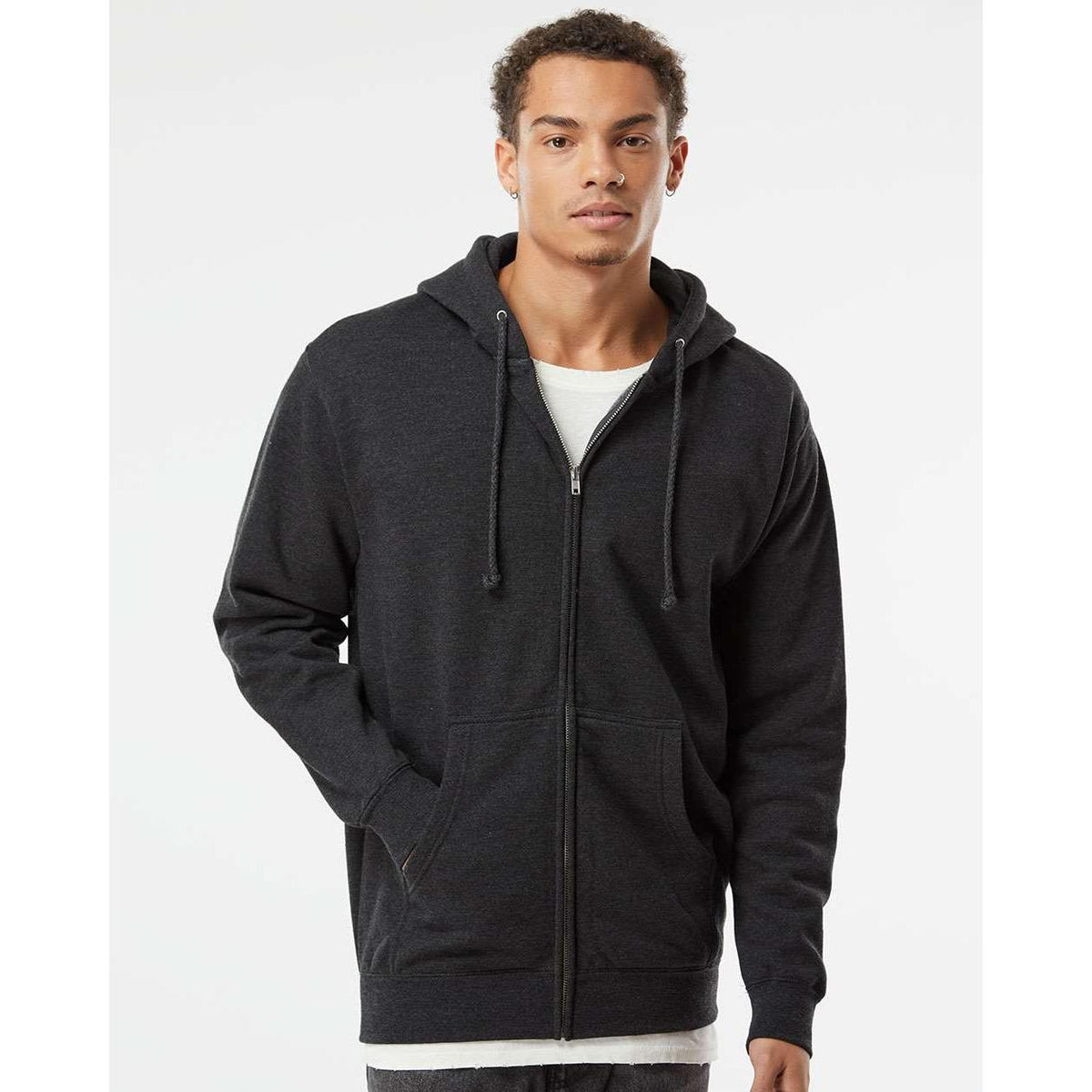 no-logo Independent Trading Co. Heavyweight Full-Zip Hooded Sweatshirt -Men's Layering-Independent Trading Co.-Thread Logic