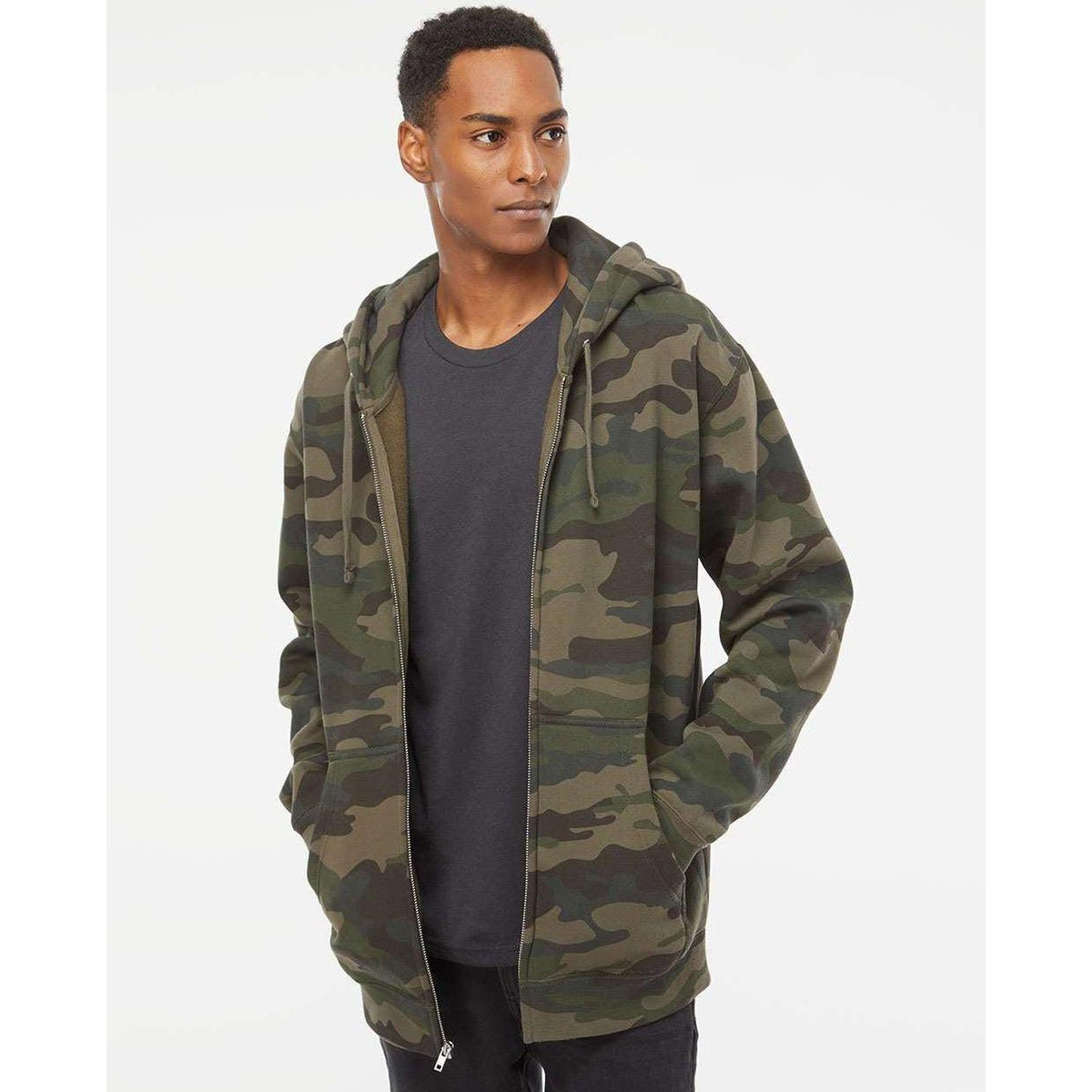 no-logo Independent Trading Co. Heavyweight Full-Zip Hooded Sweatshirt -Men's Layering-Independent Trading Co.-Thread Logic