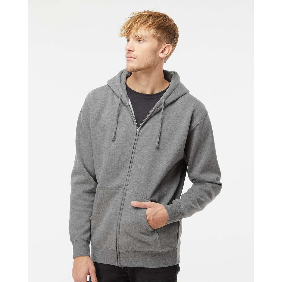 no-logo Independent Trading Co. Heavyweight Full-Zip Hooded Sweatshirt -Men's Layering-Independent Trading Co.-Thread Logic