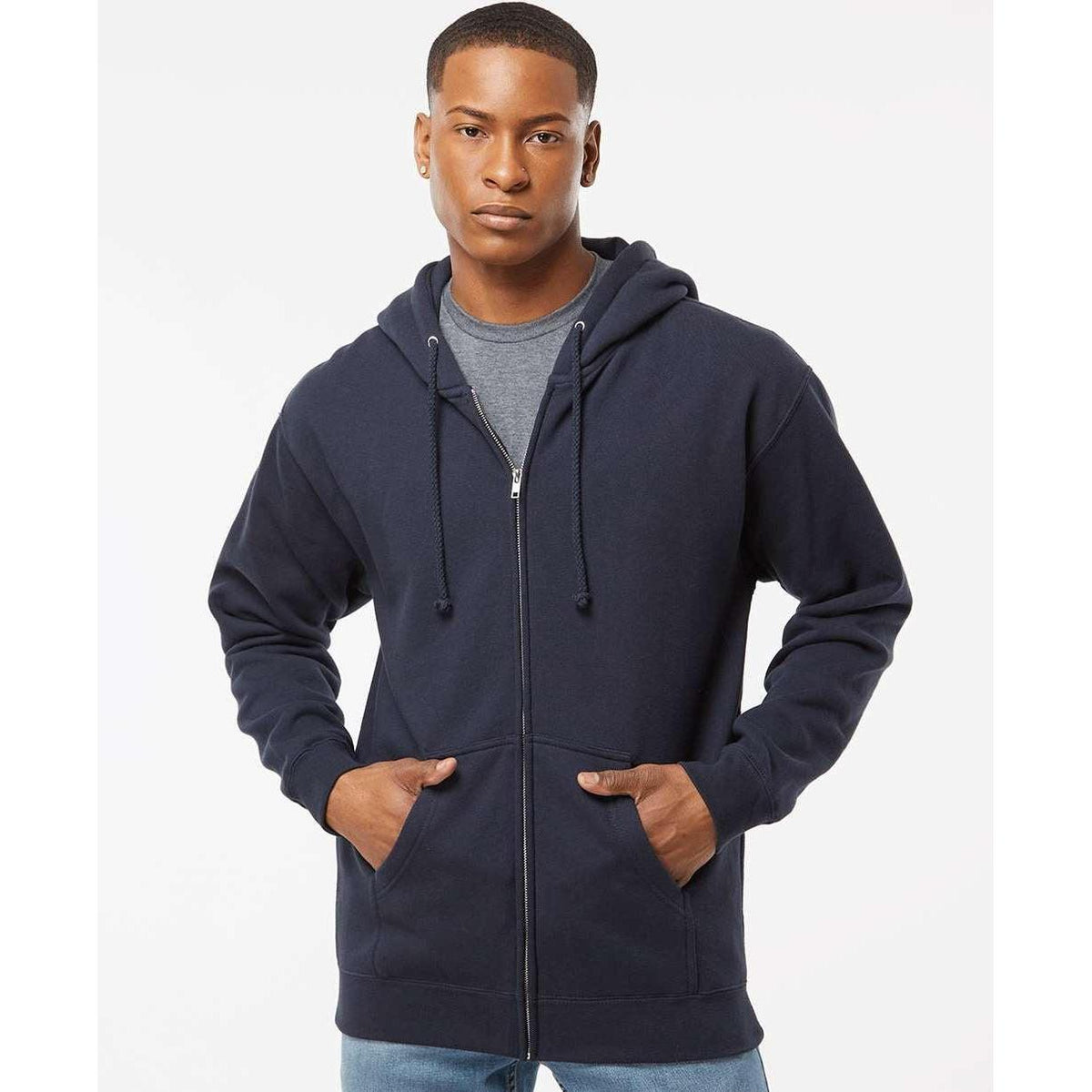 no-logo Independent Trading Co. Heavyweight Full-Zip Hooded Sweatshirt -Men's Layering-Independent Trading Co.-Thread Logic