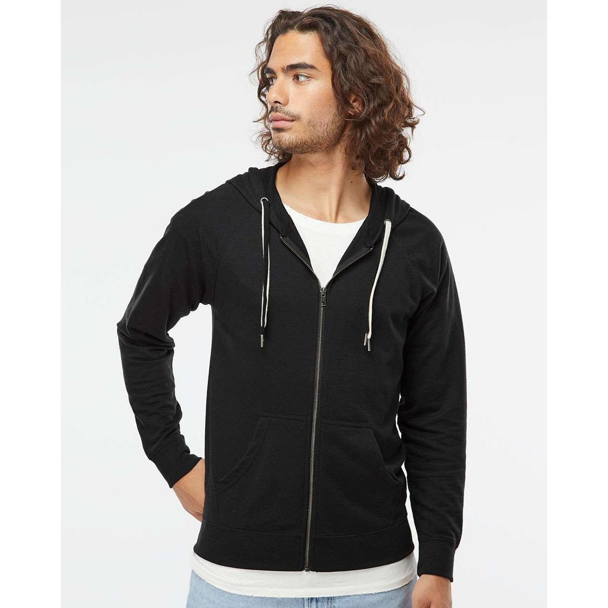 no-logo Independent Trading Co. Icon Lightweight Loopback Terry Zip Hood-Men's Layering-Independent Trading Co.-Thread Logic