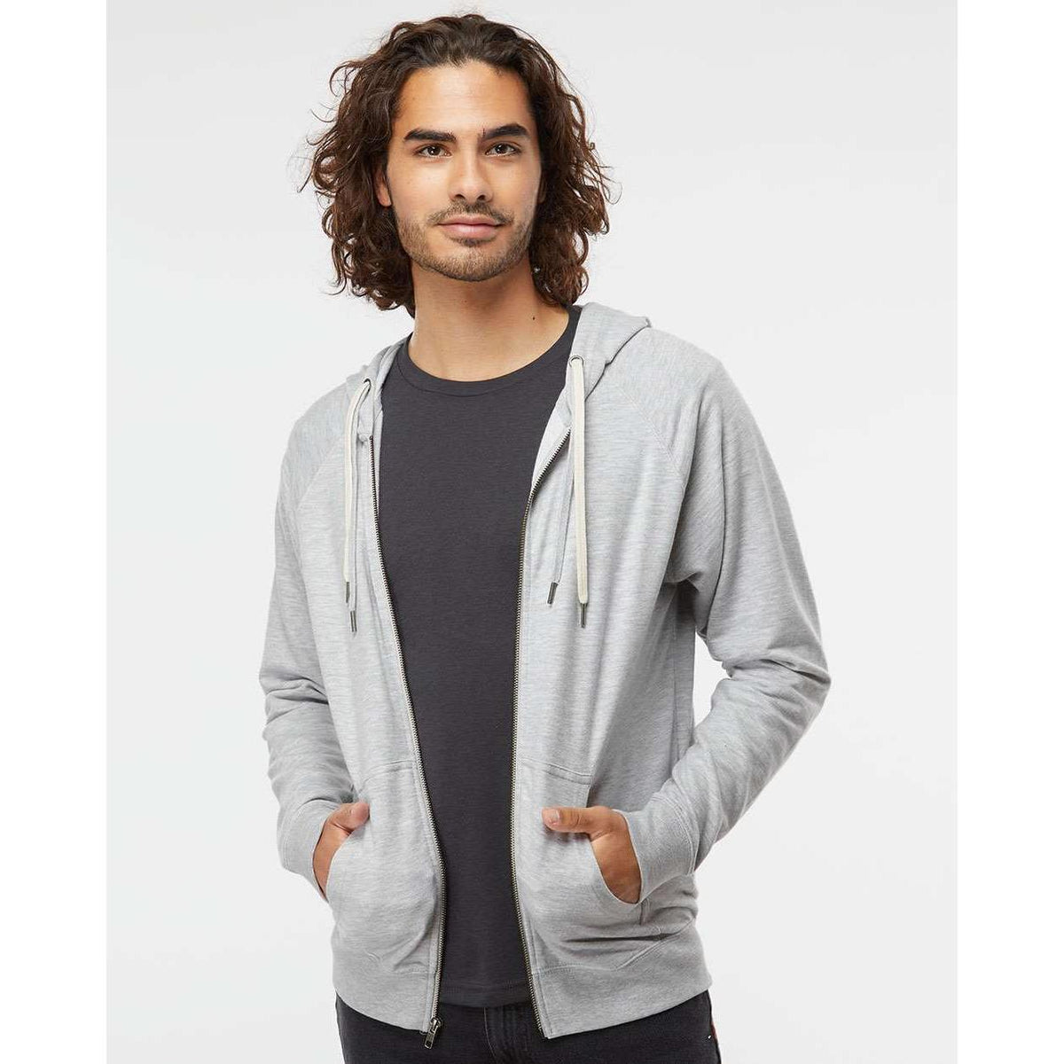 no-logo Independent Trading Co. Icon Lightweight Loopback Terry Zip Hood-Men's Layering-Independent Trading Co.-Thread Logic