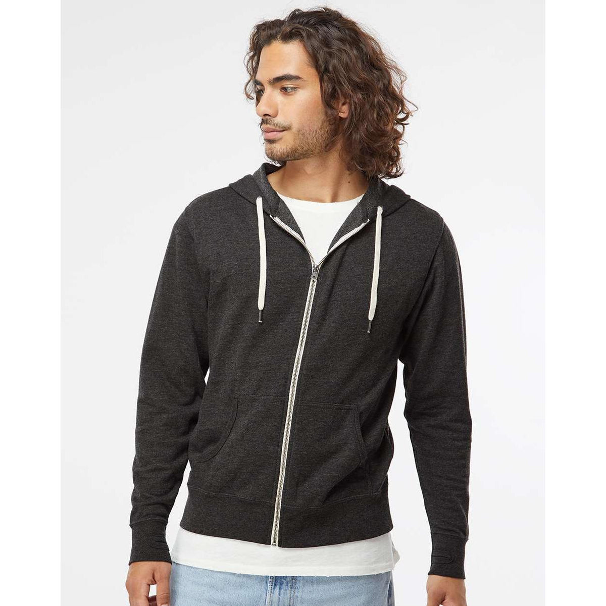 no-logo Independent Trading Co. Icon Lightweight Loopback Terry Zip Hood-Men's Layering-Independent Trading Co.-Thread Logic