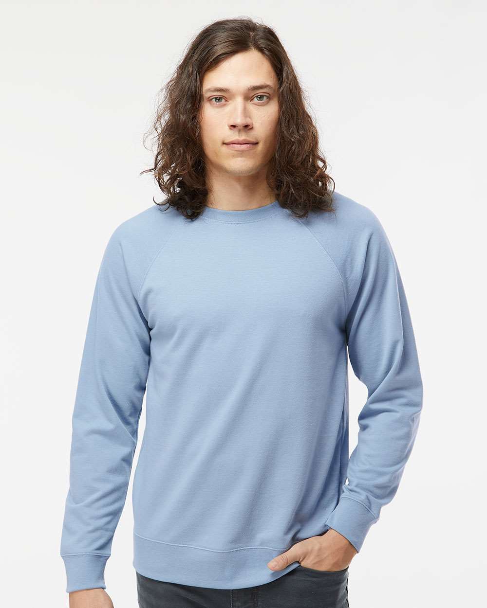 no-logo Independent Trading Co. Icon Unisex Lightweight Loopback Terry Crewneck Sweatshirt-Fleece-Independent Trading Co.-Thread Logic