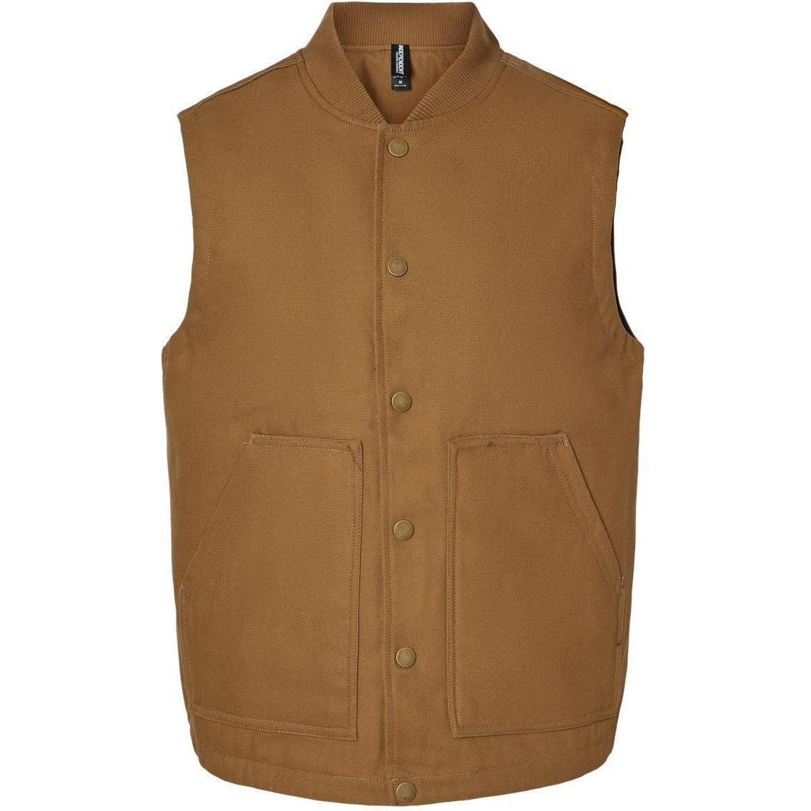 logo-left Independent Trading Co. Insulated Canvas Workwear Vest-Apparel-Independent Trading Co.-Saddle-S-Thread Logic