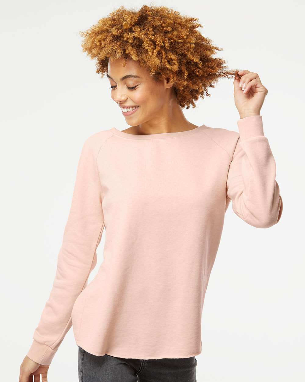 no-logo Independent Trading Co. Ladies California Wave Wash Crewneck Sweatshirt-Ladies Layering-Independent Trading Co.-Thread Logic