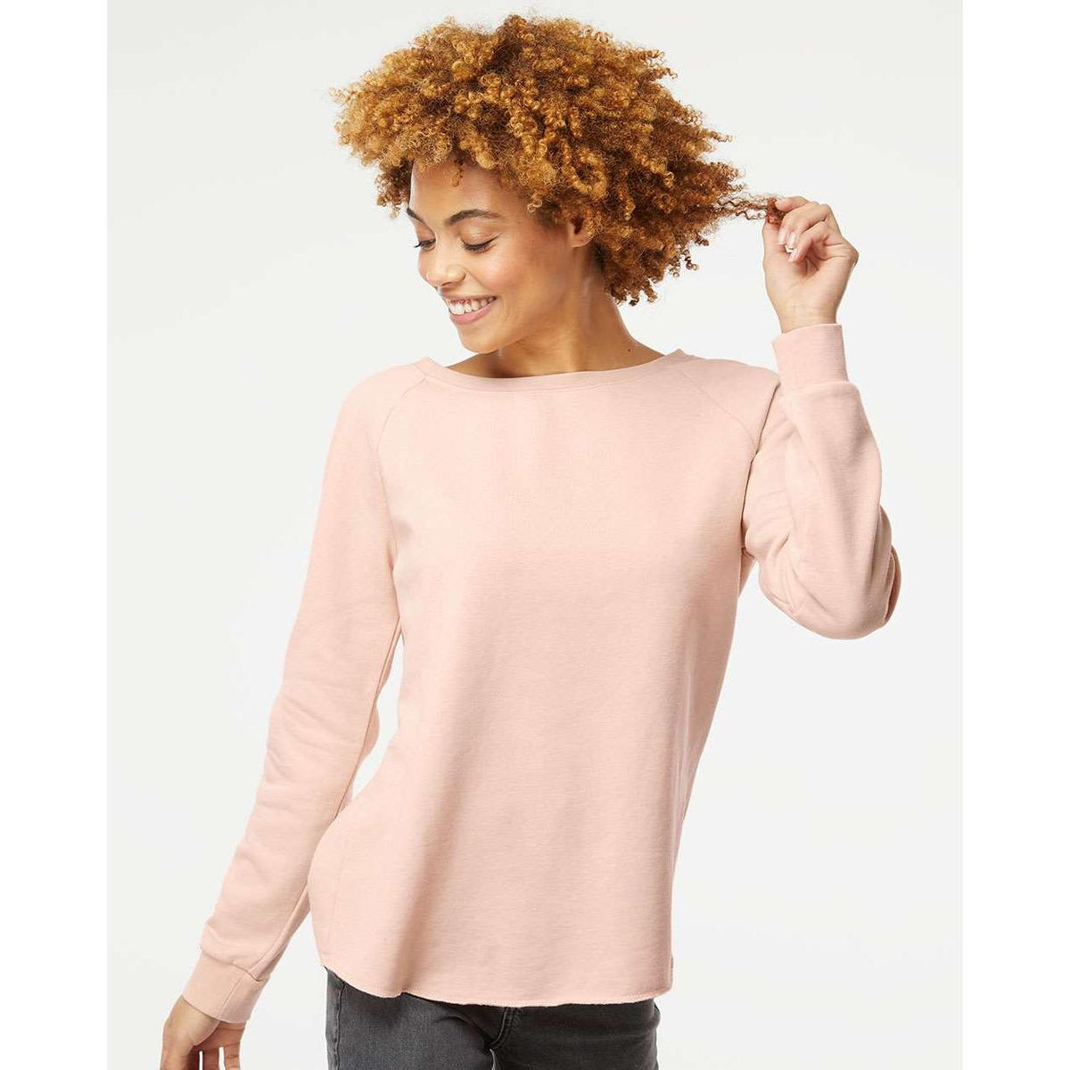 no-logo Independent Trading Co. Ladies California Wave Wash Crewneck Sweatshirt-Ladies Layering-Independent Trading Co.-Thread Logic