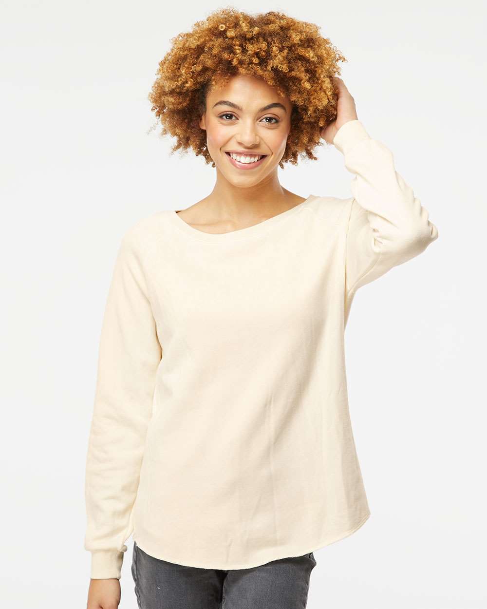 no-logo Independent Trading Co. Ladies California Wave Wash Crewneck Sweatshirt-Ladies Layering-Independent Trading Co.-Thread Logic