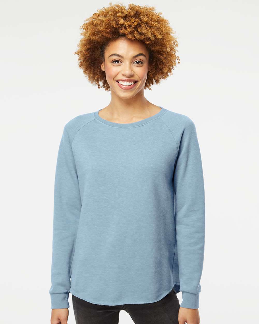 no-logo Independent Trading Co. Ladies California Wave Wash Crewneck Sweatshirt-Ladies Layering-Independent Trading Co.-Thread Logic