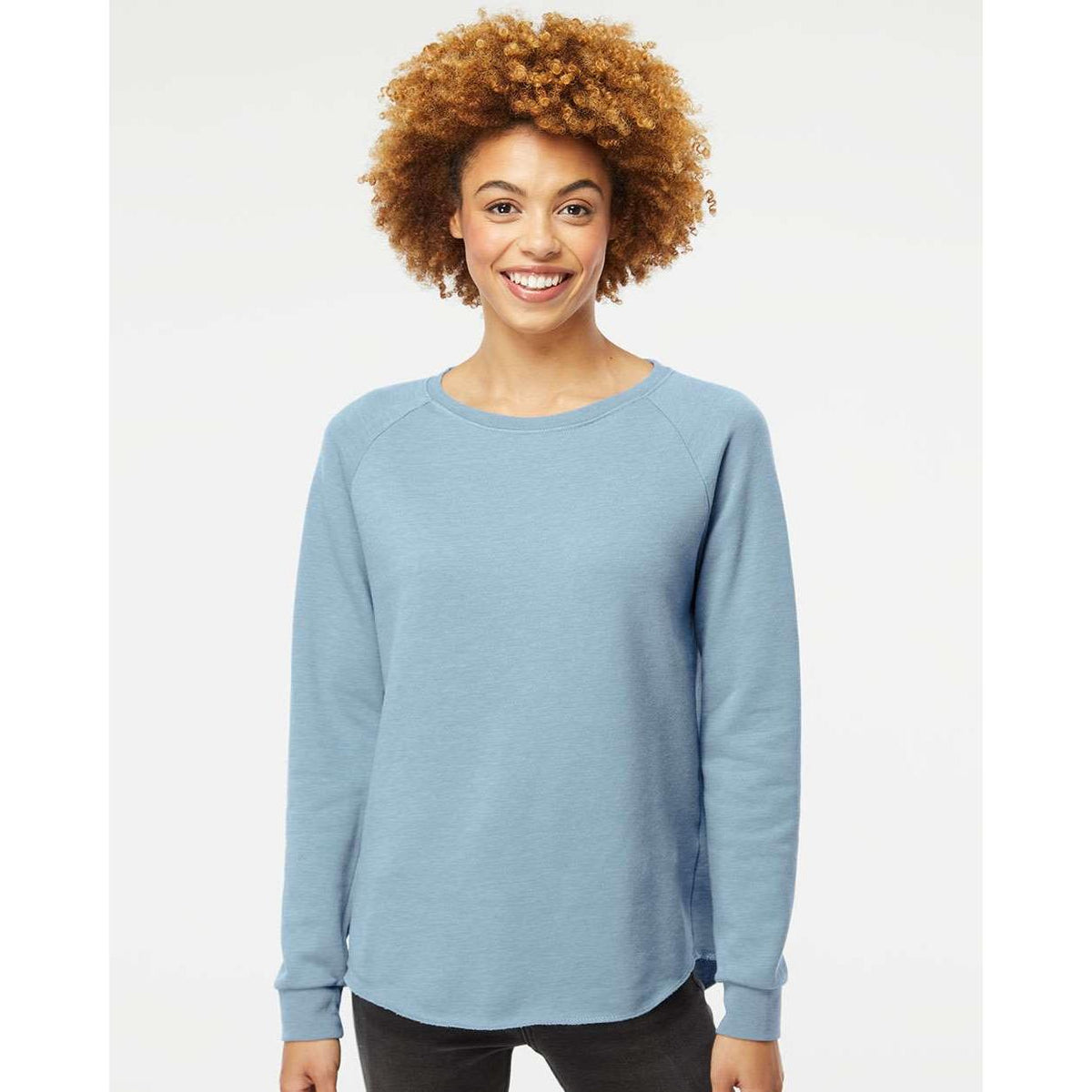 no-logo Independent Trading Co. Ladies California Wave Wash Crewneck Sweatshirt-Ladies Layering-Independent Trading Co.-Thread Logic