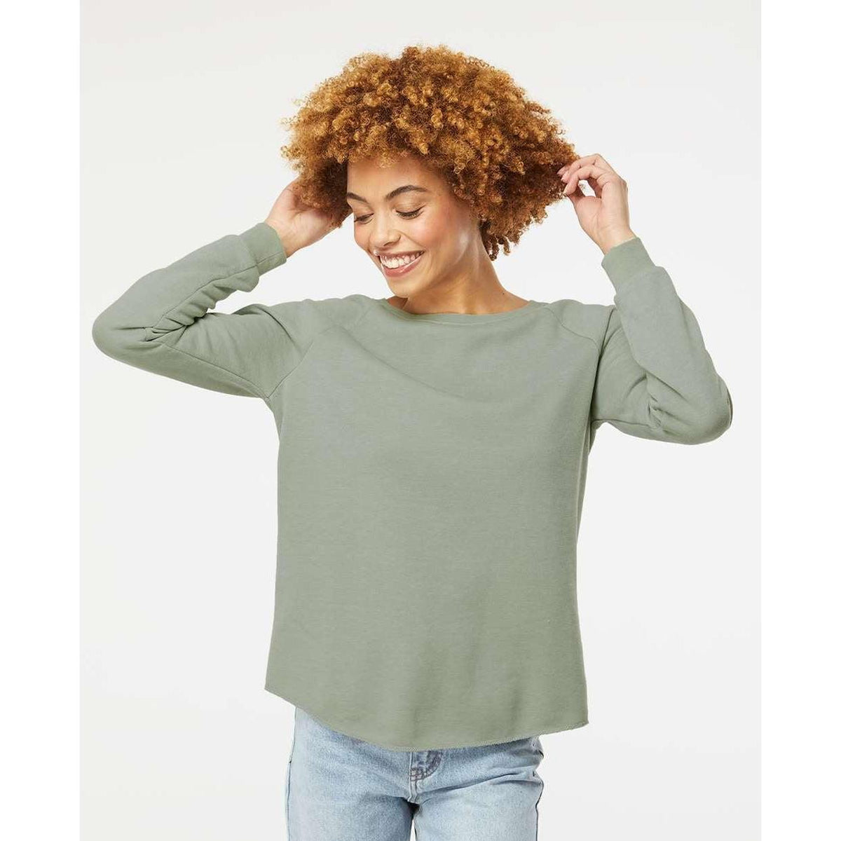 no-logo Independent Trading Co. Ladies California Wave Wash Crewneck Sweatshirt-Ladies Layering-Independent Trading Co.-Thread Logic
