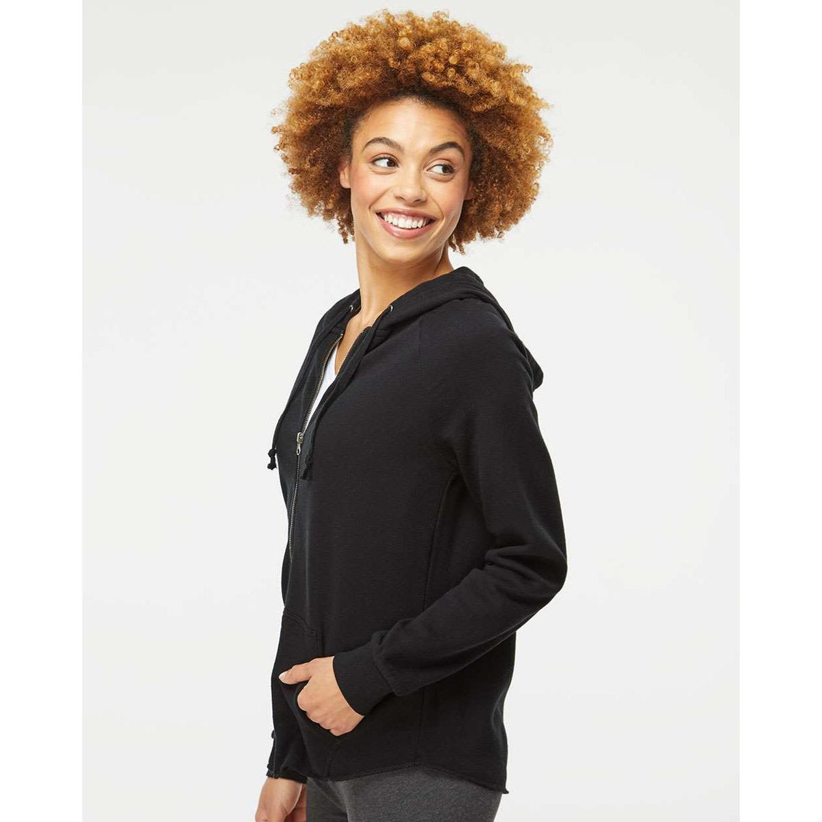no-logo Independent Trading Co. Ladies California Wave Wash Full-Zip Hooded Sweatshirt -Ladies Layering-Independent Trading Co.-Thread Logic