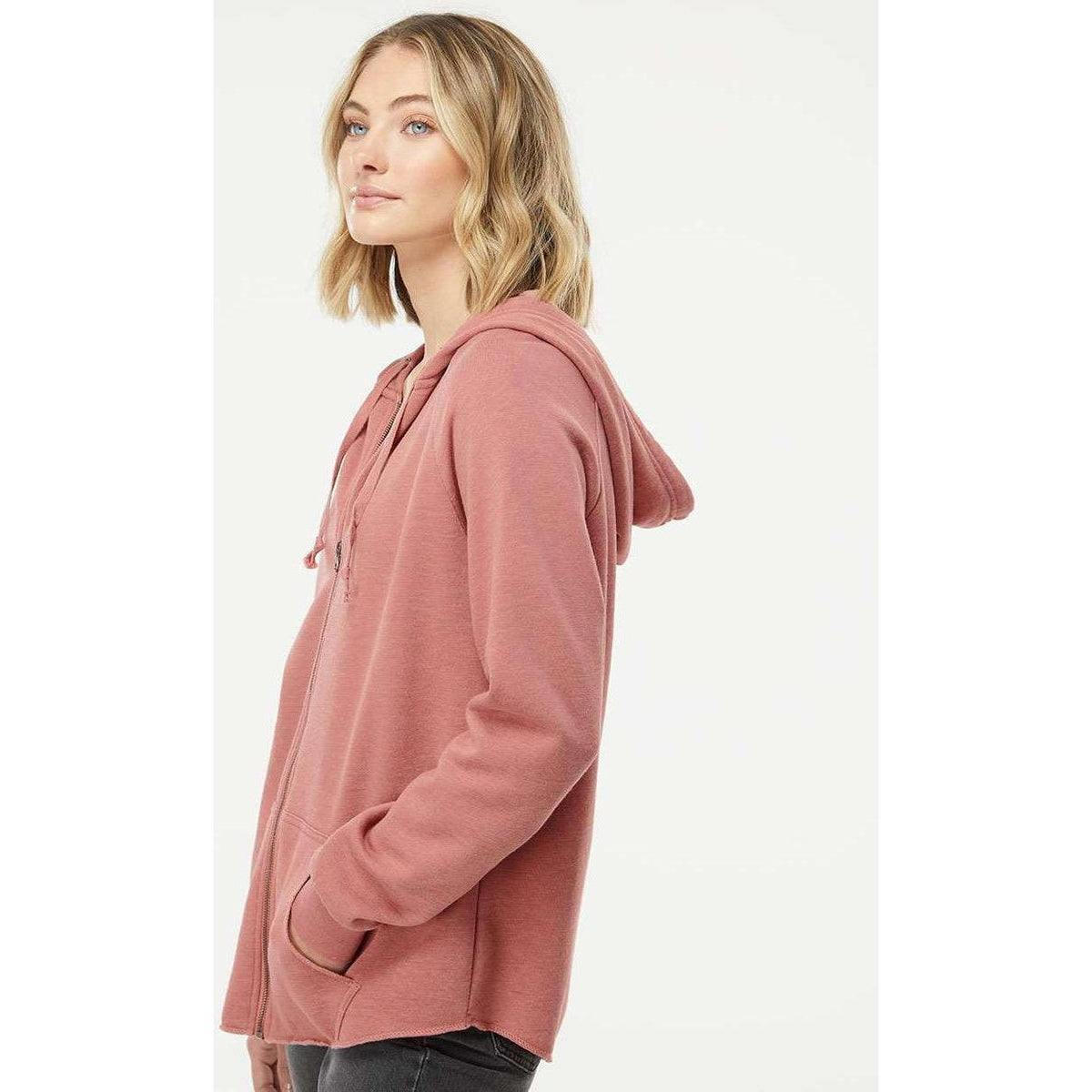 no-logo Independent Trading Co. Ladies California Wave Wash Full-Zip Hooded Sweatshirt -Ladies Layering-Independent Trading Co.-Thread Logic