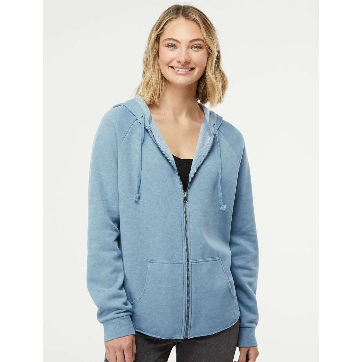no-logo Independent Trading Co. Ladies California Wave Wash Full-Zip Hooded Sweatshirt -Ladies Layering-Independent Trading Co.-Thread Logic