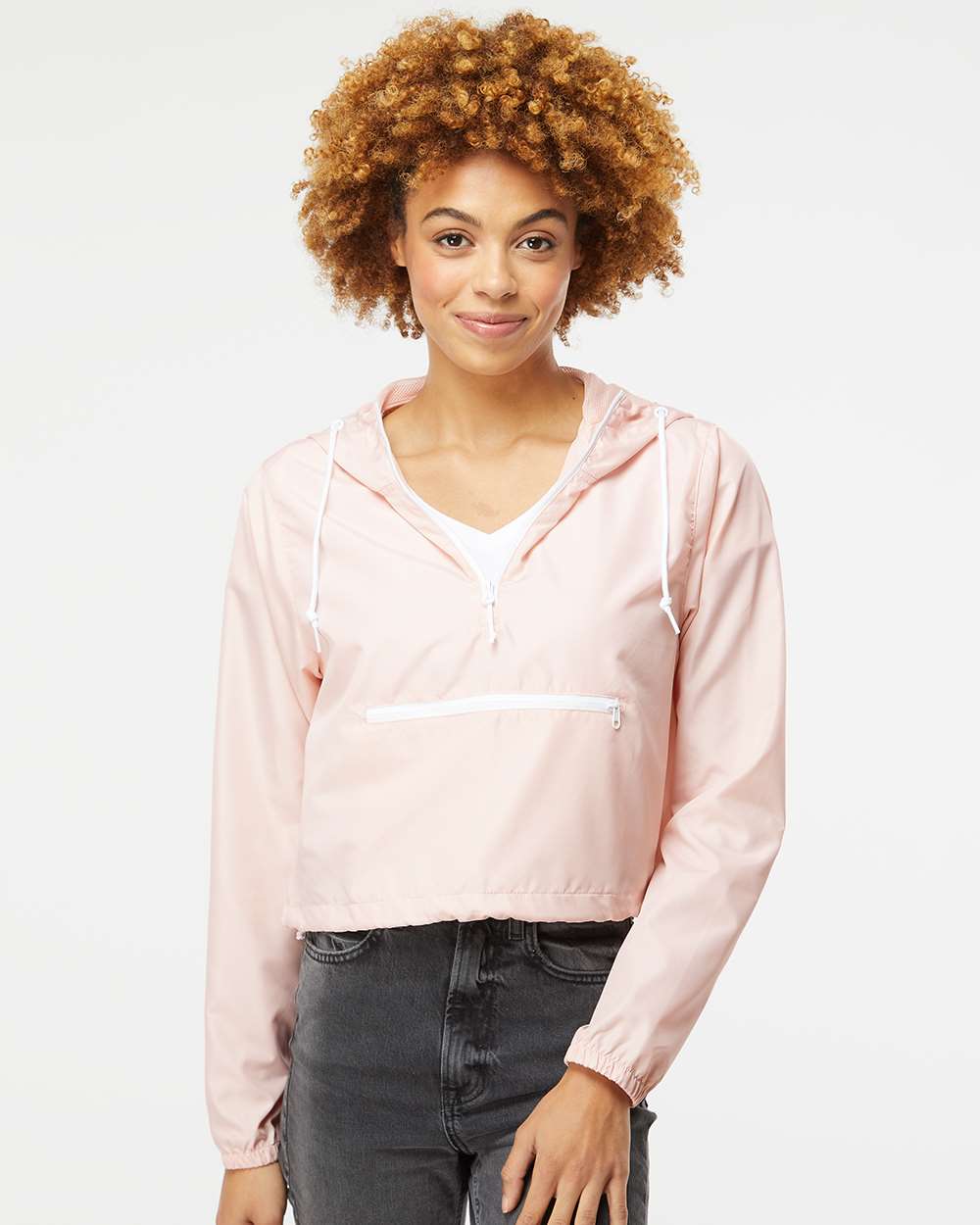 no-logo Independent Trading Co. Ladies Lightweight Quarter-Zip Pullover Crop Windbreaker-Outerwear-Independent Trading Co.-Thread Logic
