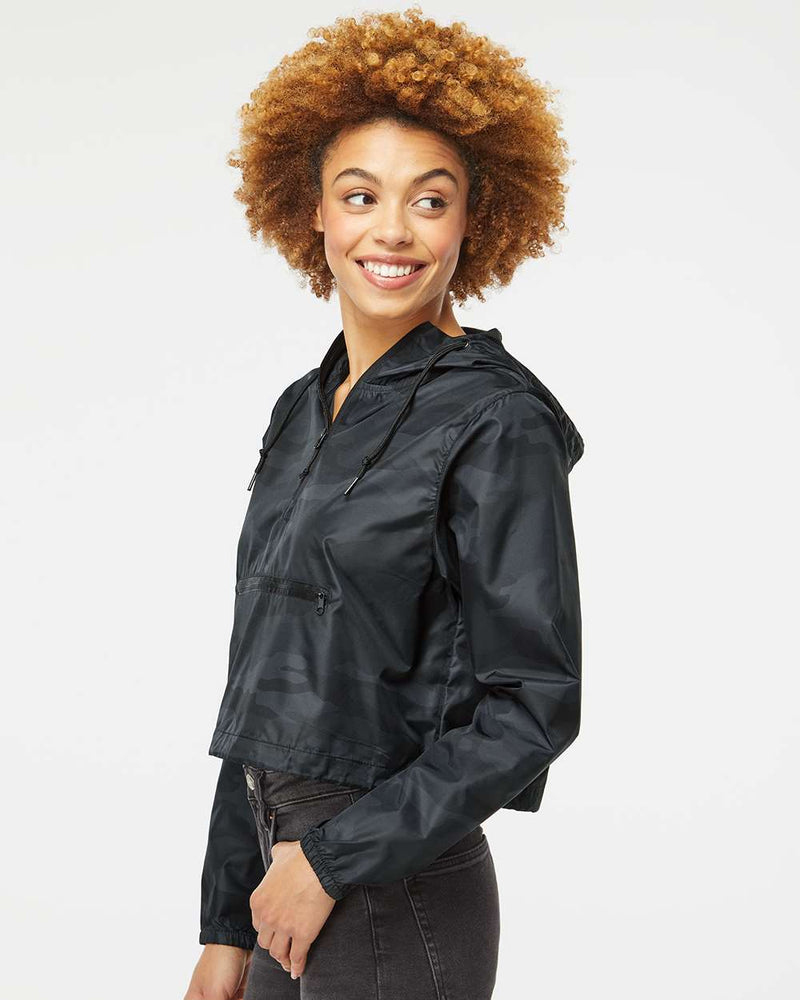 no-logo Independent Trading Co. Ladies Lightweight Quarter-Zip Pullover Crop Windbreaker-Outerwear-Independent Trading Co.-Thread Logic