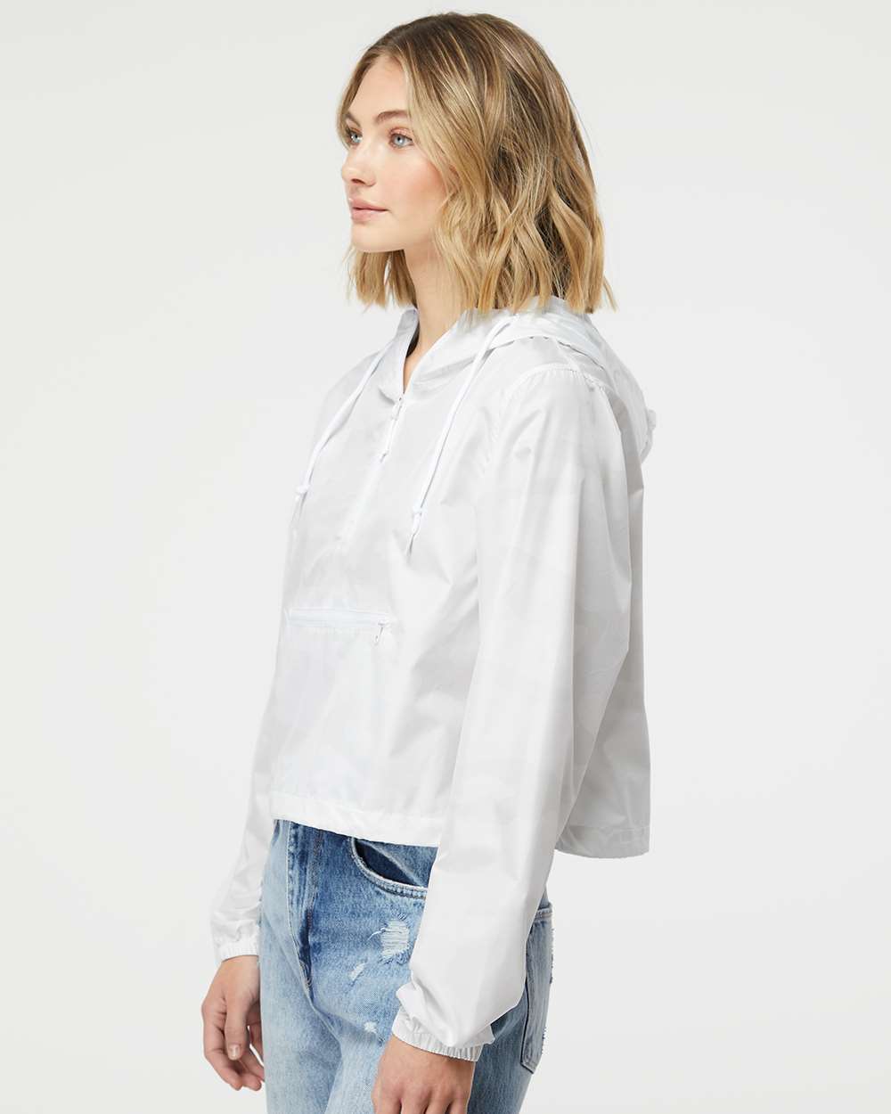 no-logo Independent Trading Co. Ladies Lightweight Quarter-Zip Pullover Crop Windbreaker-Outerwear-Independent Trading Co.-Thread Logic