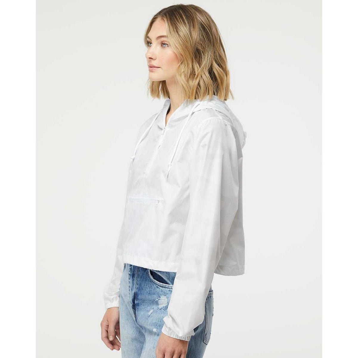 no-logo Independent Trading Co. Ladies Lightweight Quarter-Zip Pullover Crop Windbreaker-Outerwear-Independent Trading Co.-Thread Logic