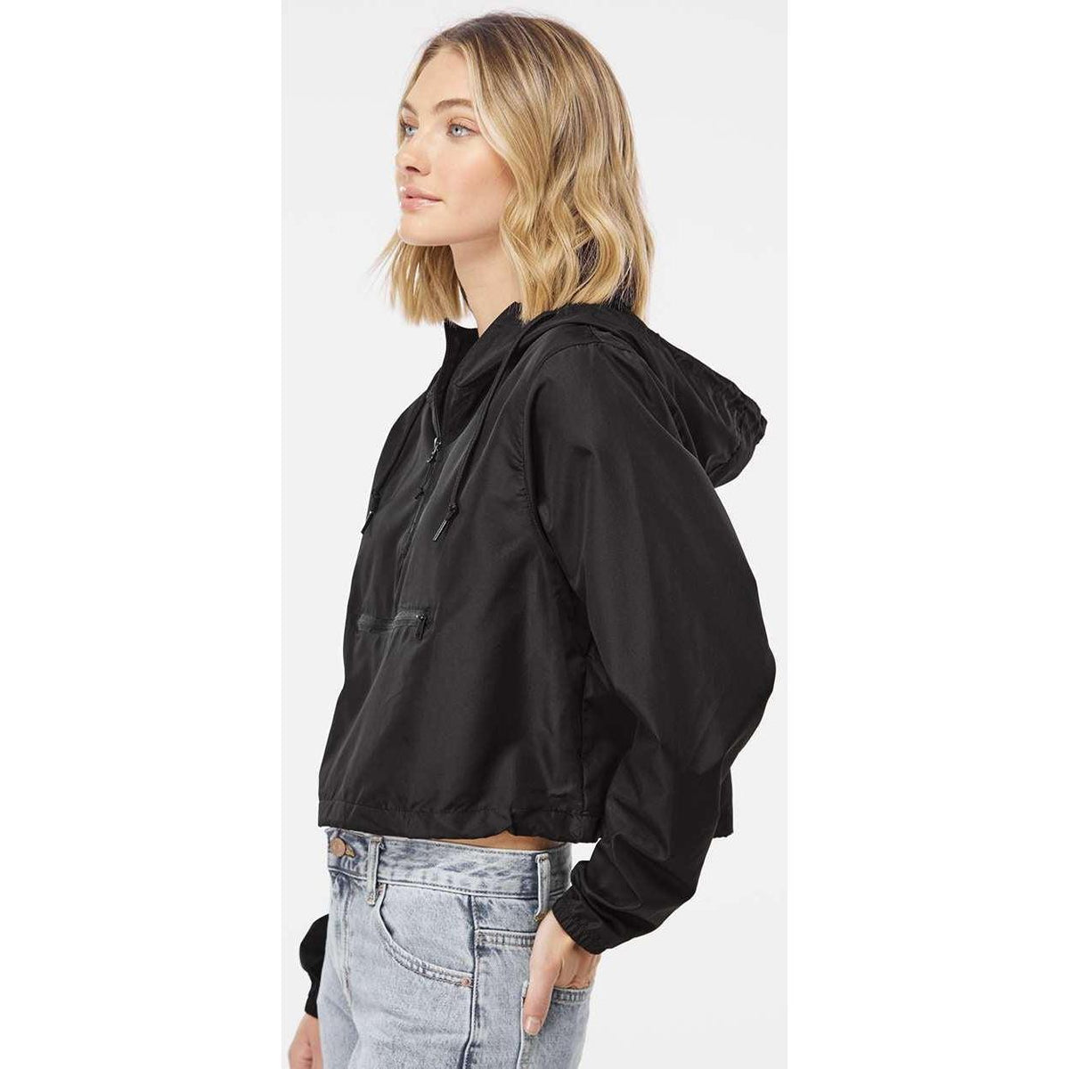 no-logo Independent Trading Co. Ladies Lightweight Quarter-Zip Pullover Crop Windbreaker-Outerwear-Independent Trading Co.-Thread Logic