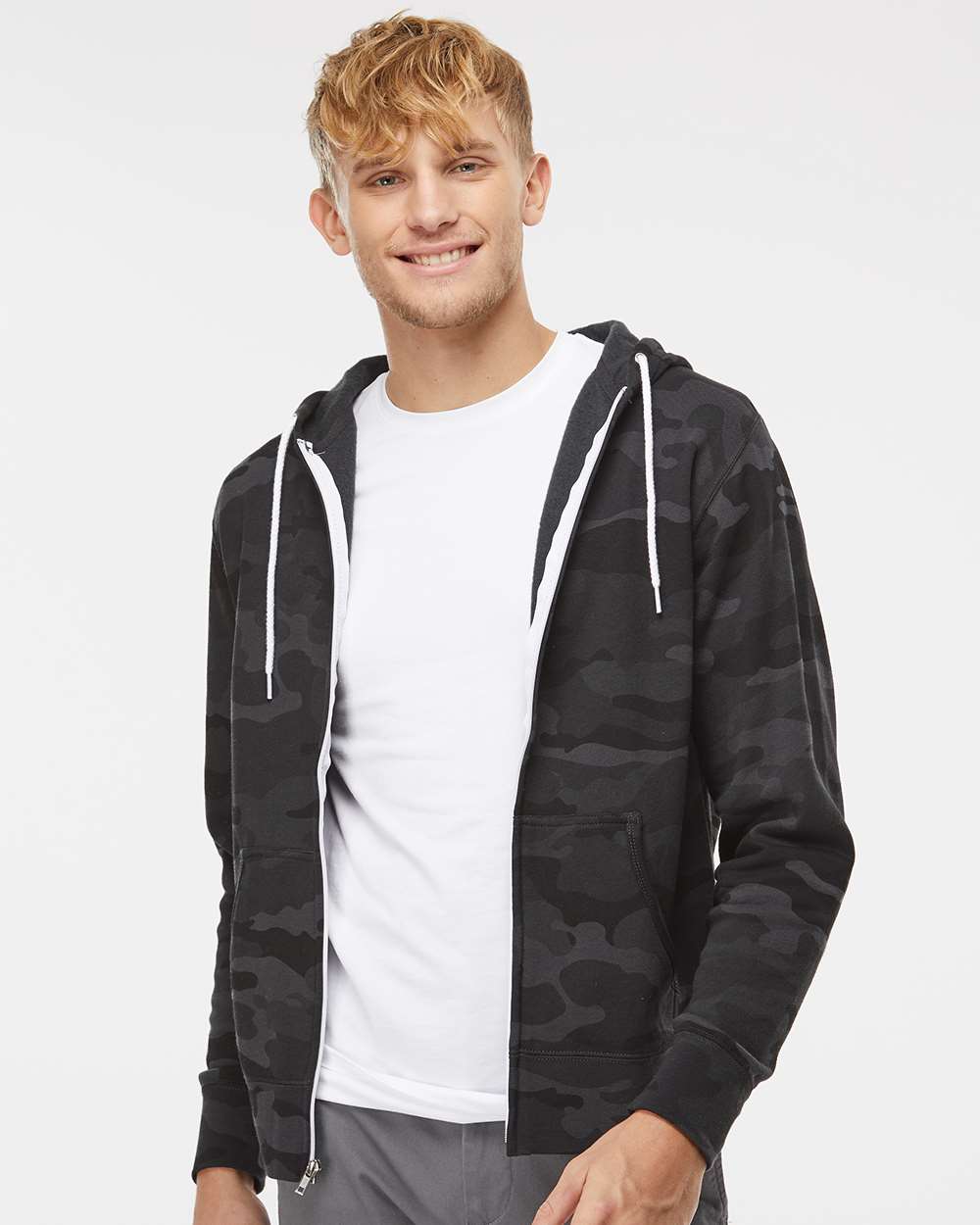 no-logo Independent Trading Co. Lightweight Full-Zip Hooded Sweatshirt-Men's Layering-Independent Trading Co.-Thread Logic