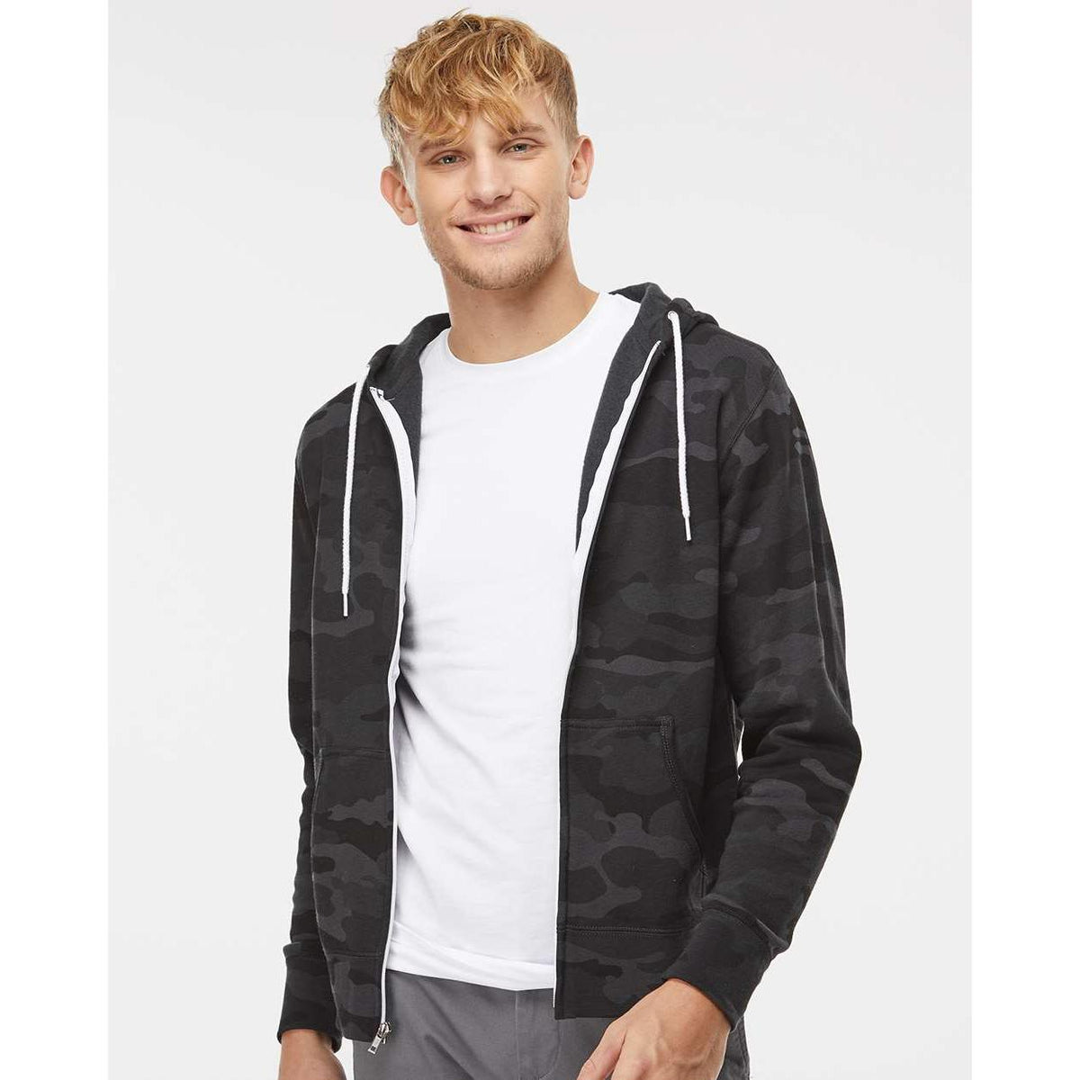 no-logo Independent Trading Co. Lightweight Full-Zip Hooded Sweatshirt-Men's Layering-Independent Trading Co.-Thread Logic