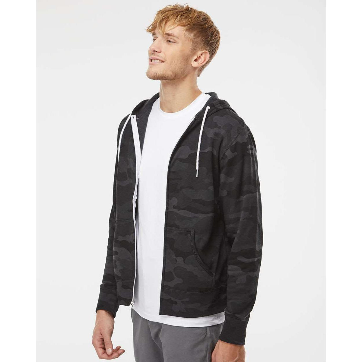 no-logo Independent Trading Co. Lightweight Full-Zip Hooded Sweatshirt-Men's Layering-Independent Trading Co.-Thread Logic