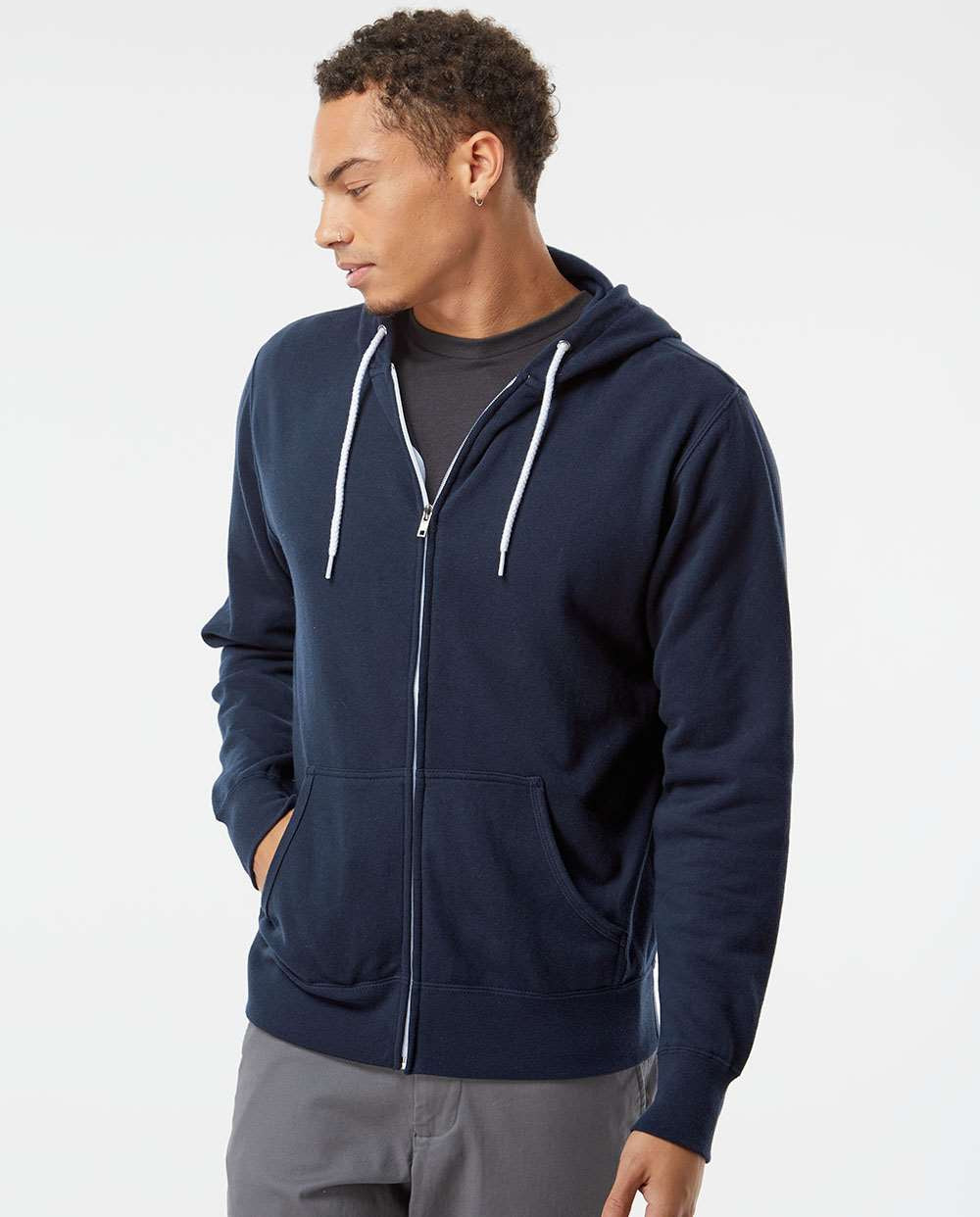 no-logo Independent Trading Co. Lightweight Full-Zip Hooded Sweatshirt-Men's Layering-Independent Trading Co.-Thread Logic