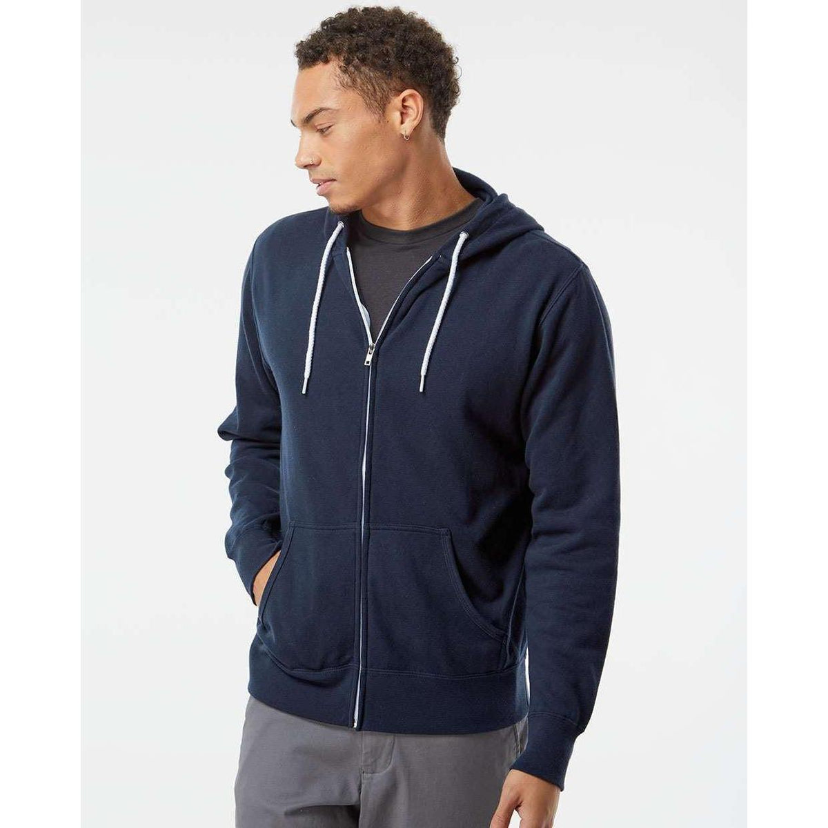 no-logo Independent Trading Co. Lightweight Full-Zip Hooded Sweatshirt-Men's Layering-Independent Trading Co.-Thread Logic