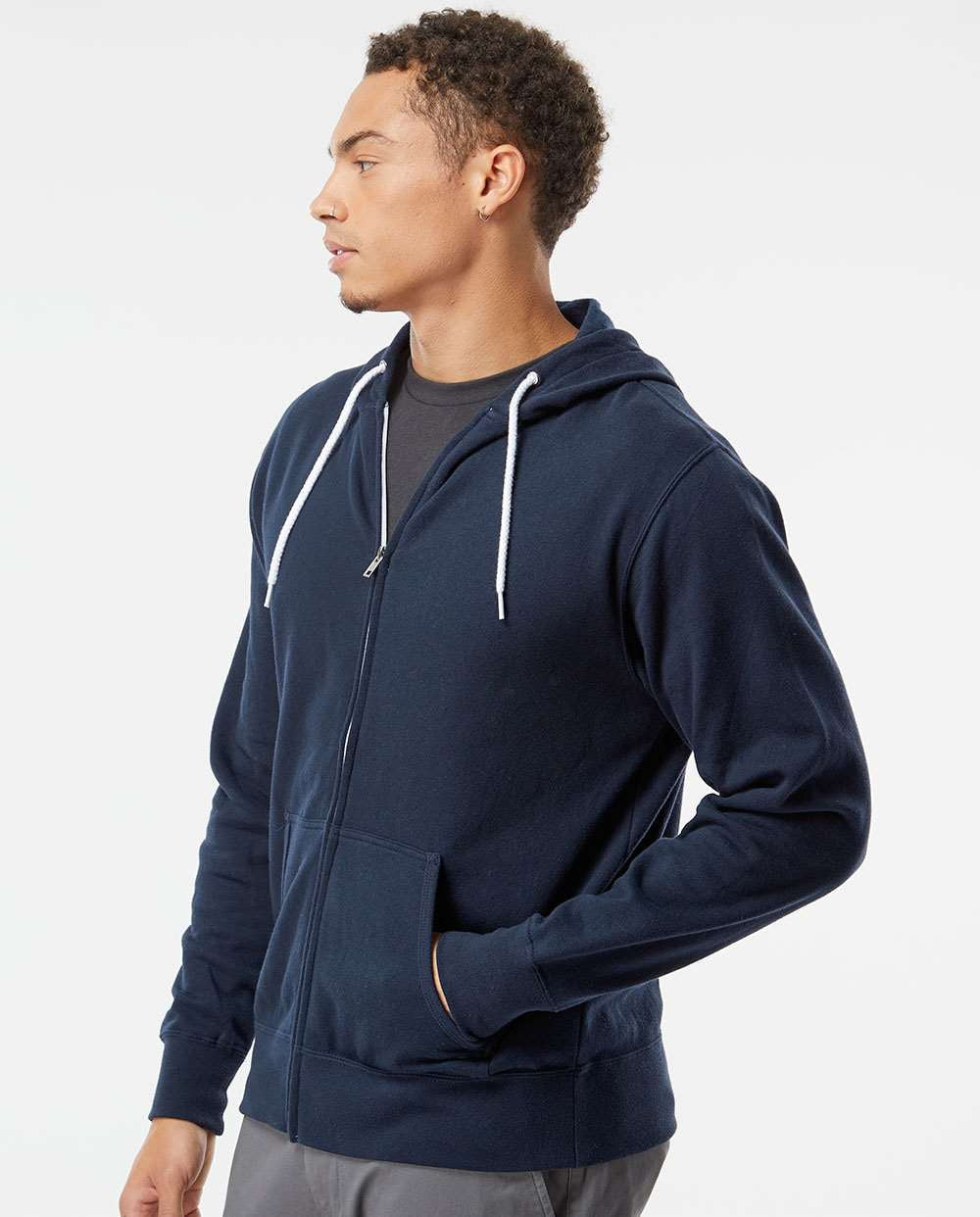no-logo Independent Trading Co. Lightweight Full-Zip Hooded Sweatshirt-Men's Layering-Independent Trading Co.-Thread Logic